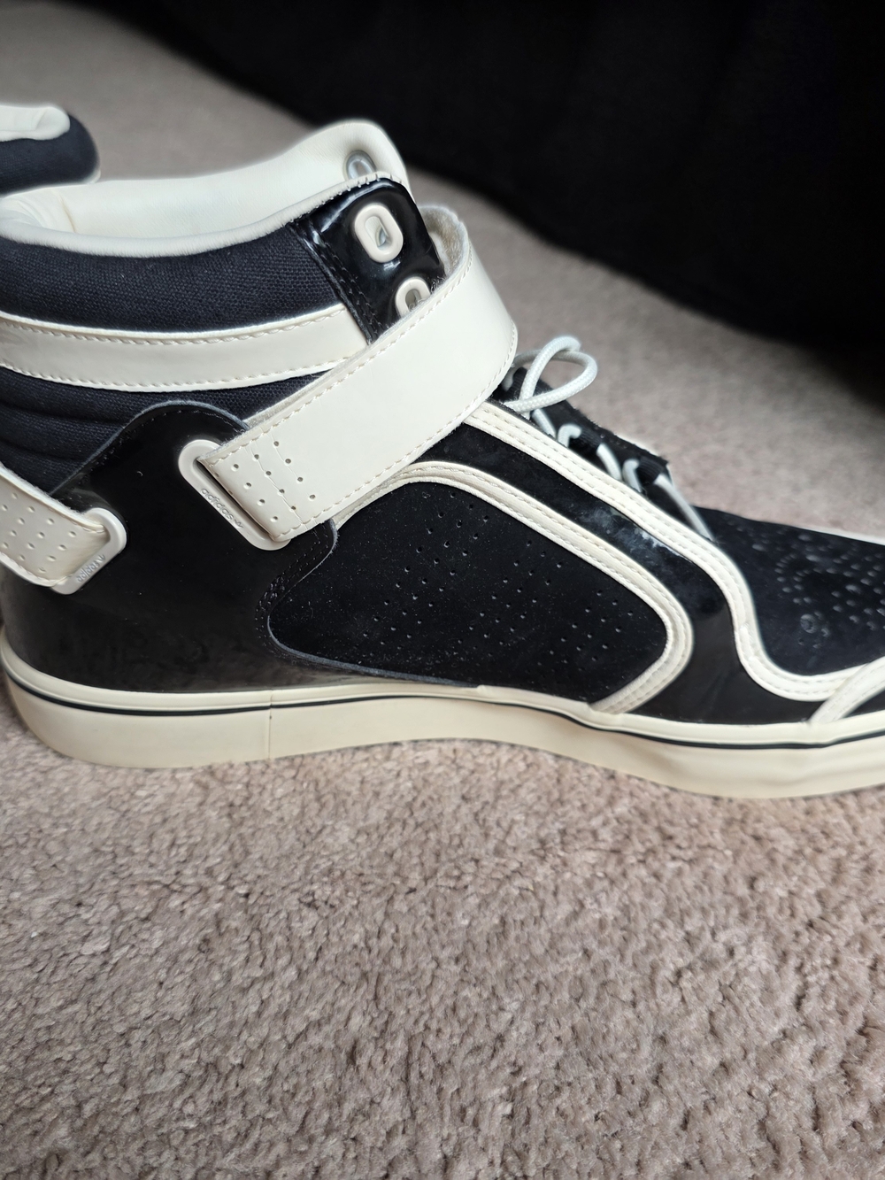 Adidas Originals Black White Patent Leather Strap High Top Sneakers Men’s 10 - Picture 11 of 14